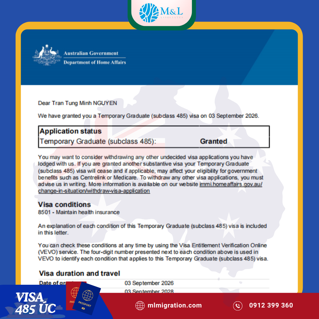 Nguyễn Trần Tùng Minh – Visa 485 đầu tiên của tháng 09.2026